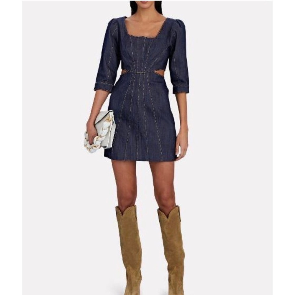 New! Cinq à Sept Lani‎ Cut-Out Denim Mini Dress Size 2 $395